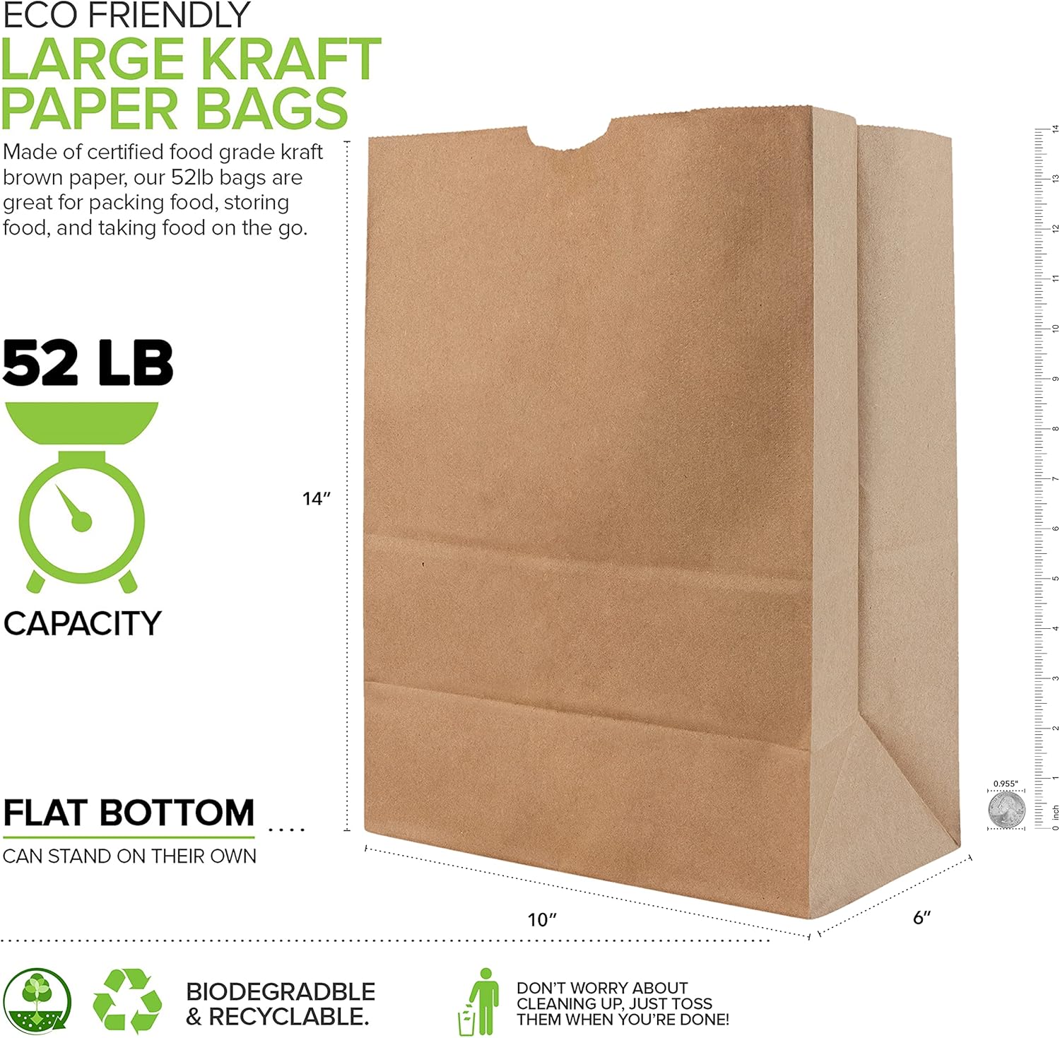 Stock Your Home 52 Lb Kraft Brown Paper Bags (70 Count) - Kraft Brown Paper Grocery Bags Bulk - Large Paper Bags for Grocery Shopping : Everything Else