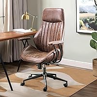 Vista 13 de Mid Century Modren - Silla de oficina, escritorio para computadora con ruedas, silla ejecutiva ergonómica de respaldo alto con soporte lumbar, silla