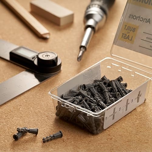 Vista 5 de Qualihome Anclajes de plástico ligero acanalado de calidad prémium para paredes huecas, kit de anclaje para colgar en la pared para imágenes, obras