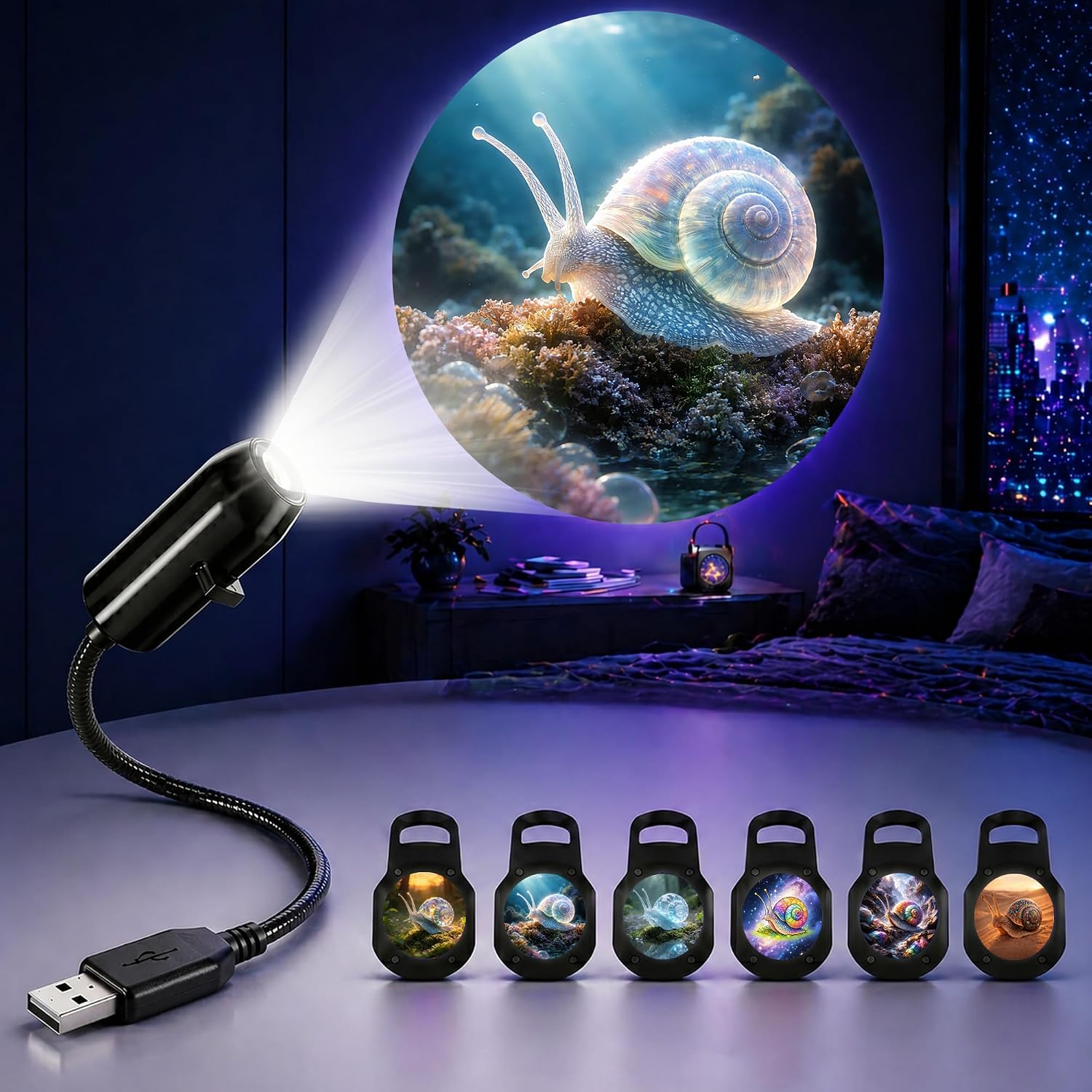 Snail Projector Night Light 2-in-1 USB Mini LED Projection