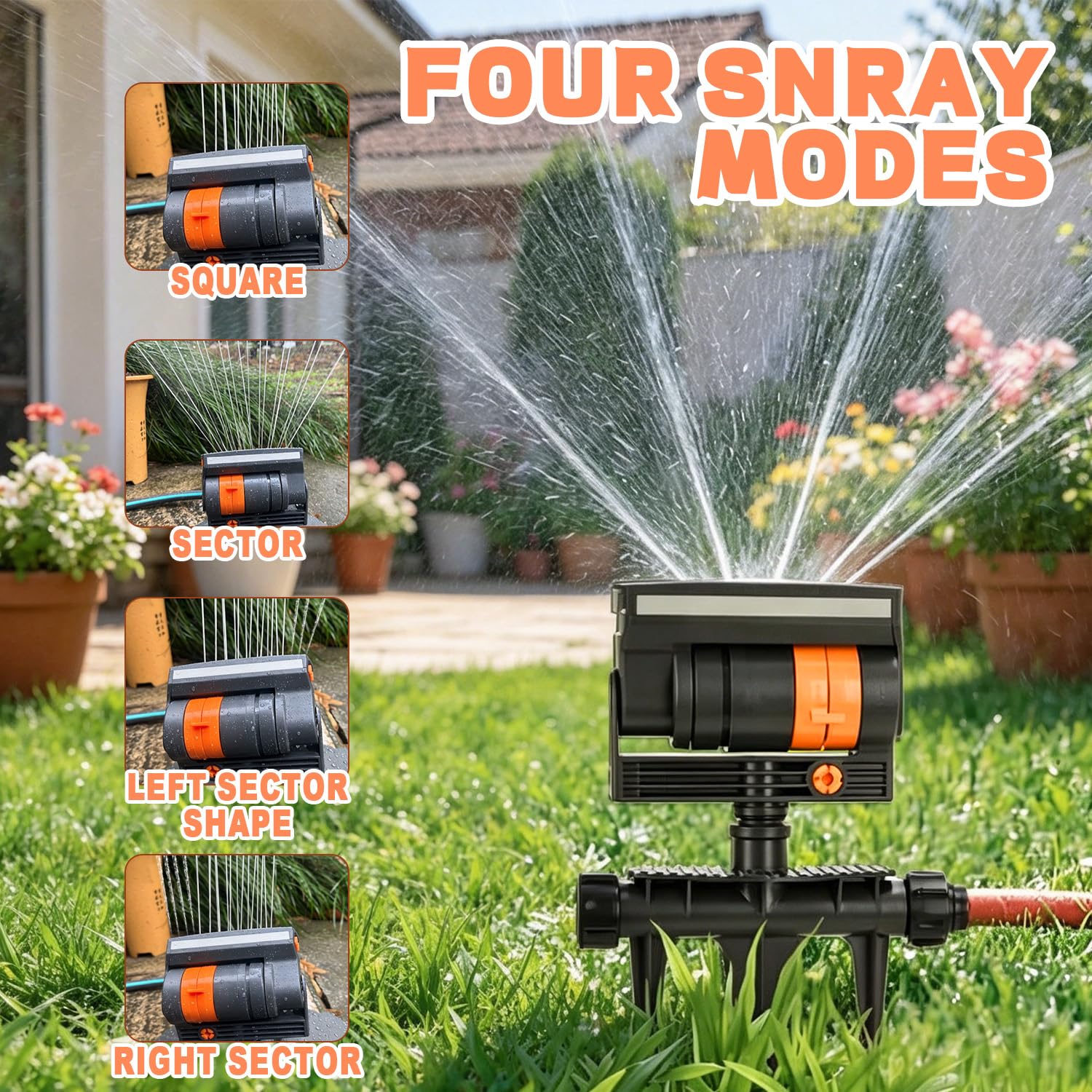 Viereckregner 16 Loch Rasensprenger für Kleine Flächen, 35 M² Rasensprenger Viereckregner Fächerspray Einstellbarer Wasserdurchfluss Rasensprinkler Rasenbewässerung & Sprinkleranlage für Garten Rase