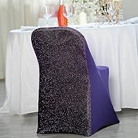 Vista 25 de Efavormart - Juego de 1 juego de fundas elásticas para sillas de banquetes de elastano negro para sillas de comedor con respaldo metálico brillante