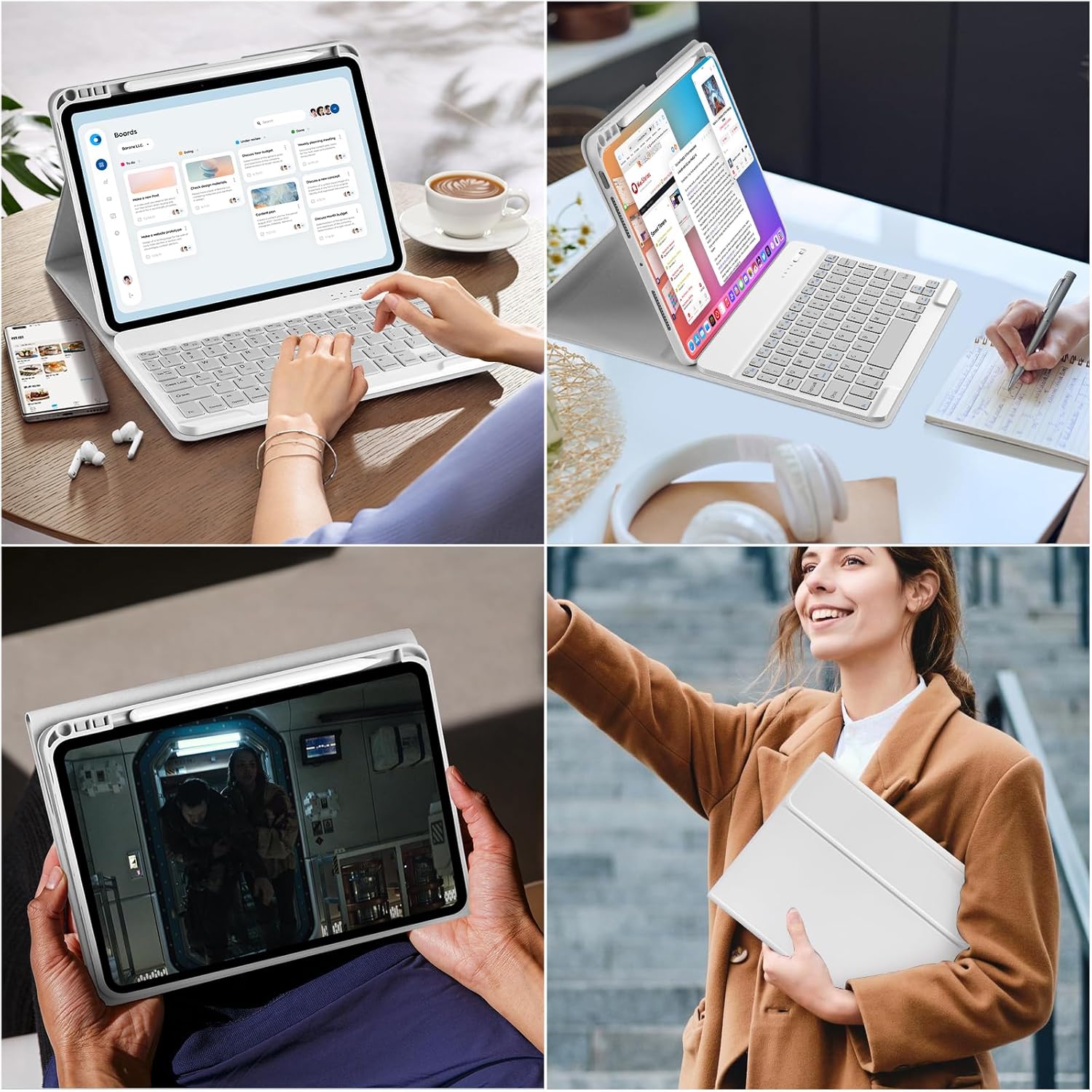 KBCASE Keyboard Case for iPad Pro 11 inch (M5/M4) 2025/2024, Detachable Bluetooth Keyboard Case for iPad Pro 11 inch M5 M4, with Pencil Holder (Gray) - Image 7