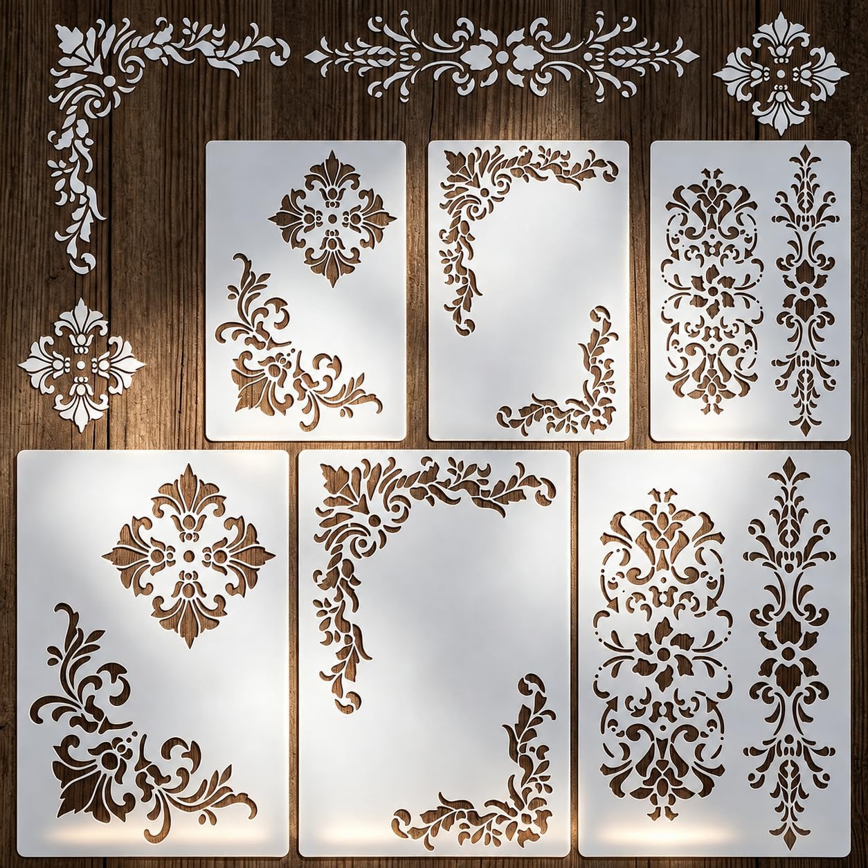 6pcs Vintage Floral Border Stencils for Crafts Reusable
