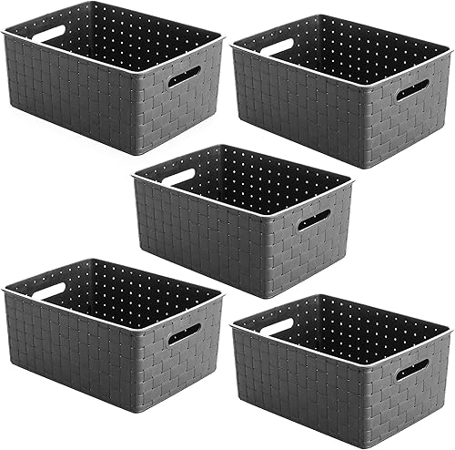 Miniatura 16 de BINO Cestas de Almacenamiento de Plástico Pequeñas - Negro LA COLECCIÓN ESTABLE Almacenamiento Multiusos Organizador de Gabinete Rectangular