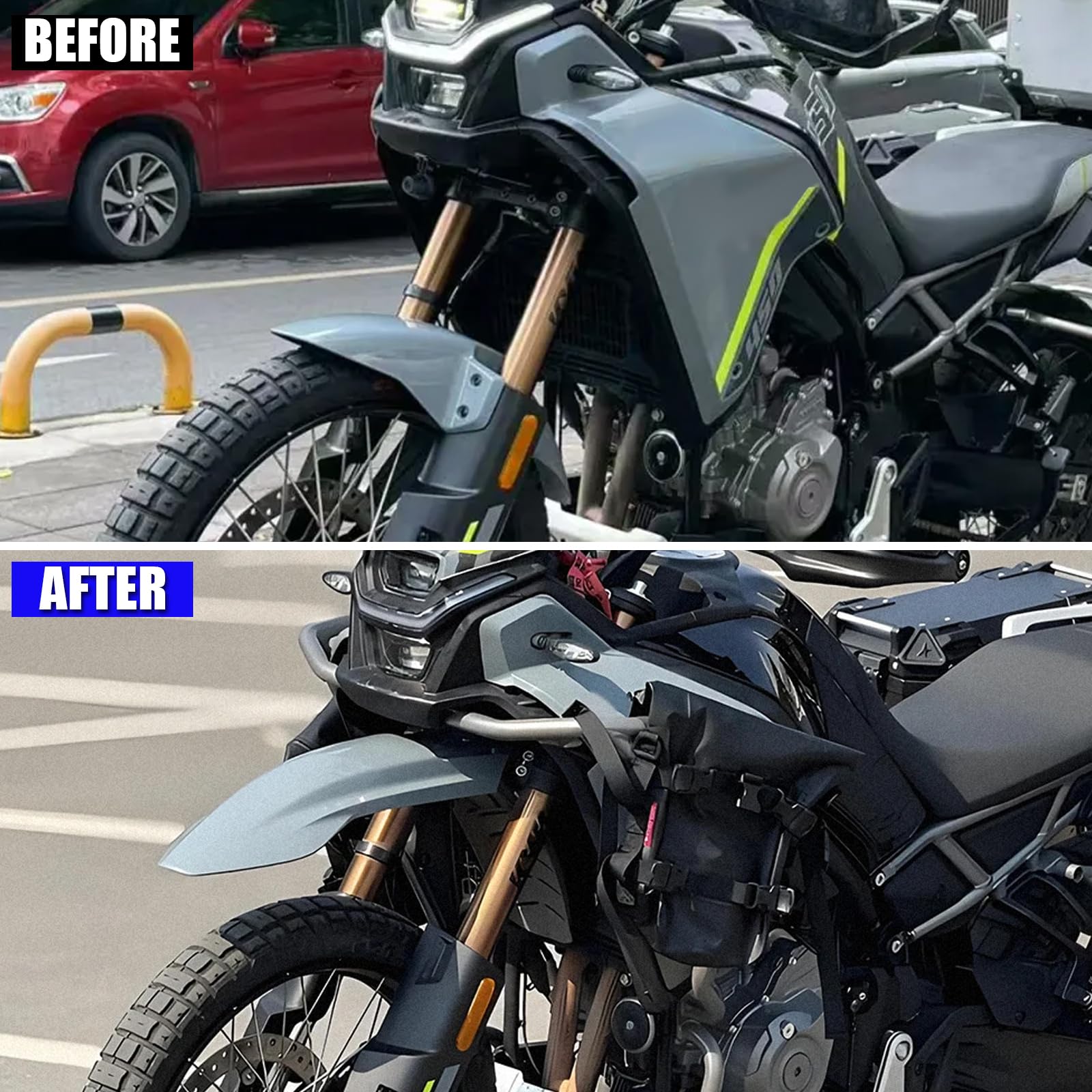 WOOGA Motorrad Kotflügel Vorne Abdeckung Kotflügel Spritzschutz Schutz passend für CF&Moto 450MT 450 MT 450-MT 2024 2025 2026 (Grau)