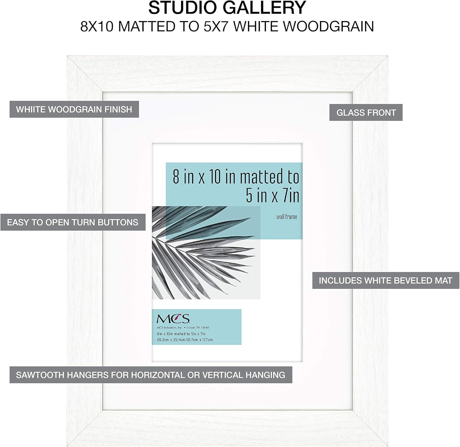 MCS 63895, White Woodgrain Studio Gallery 7 Piece Frame Set, Multipack