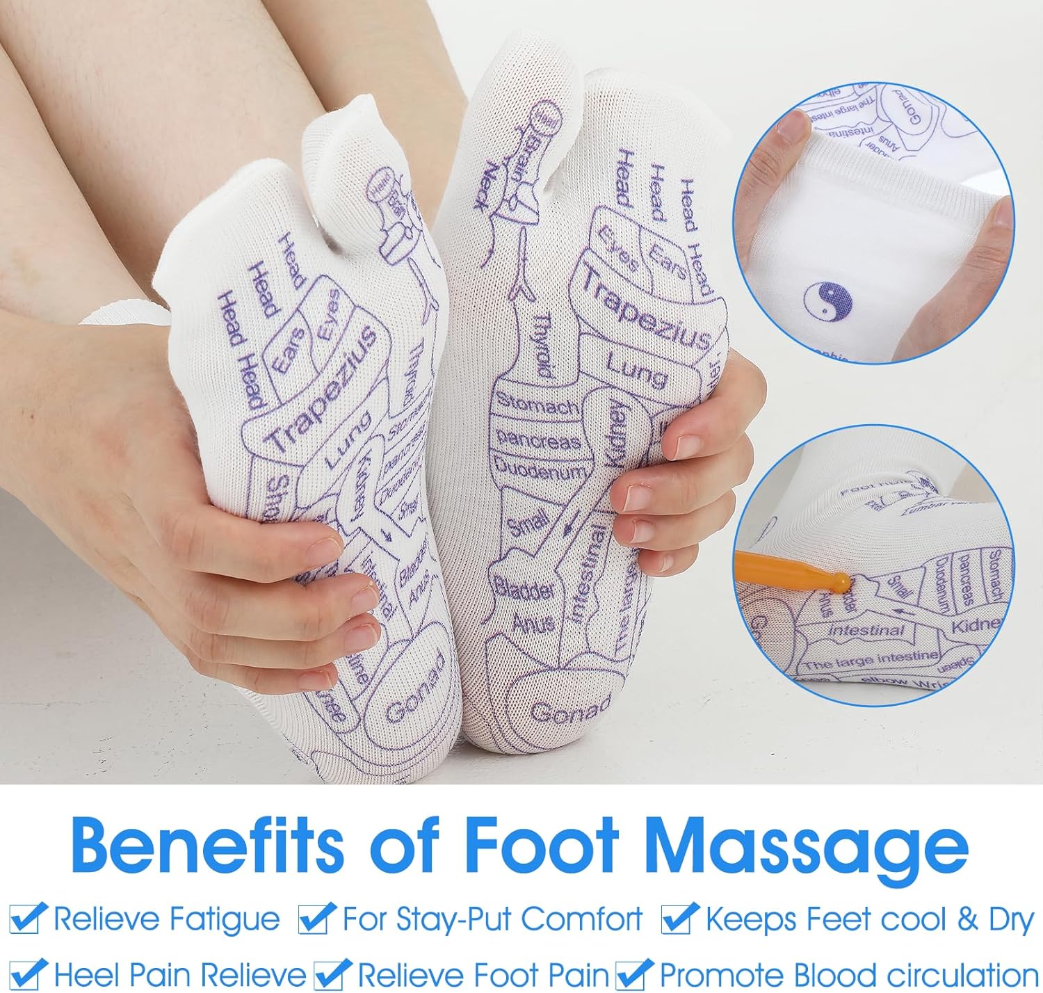 Vedere detaliată a șosetelor pentru reflexoterapie