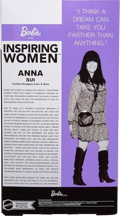 Barbie Inspiring Women Anna Sui Doll Collectible in Boho Chic Black Dress Outfit with Boots, Sunglasses, Perfume Accessory