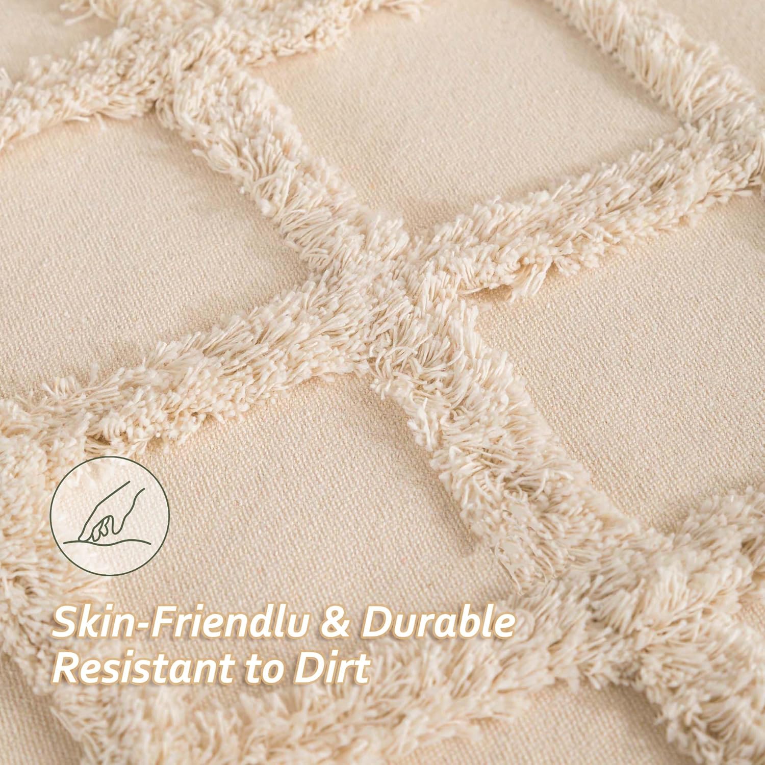 Throw Pillow Covers, Pillow Covers 18x18, Pack of 2 Boho Decorative Pillow Covers for Living Room Farmhouse Sofa Bed RV, Diamond Tufted Embroidered with Tassels, Home Decor, Beige