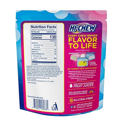 Miniatura 152 de HI-CHEW Mezcla variada a granel, más de 220 piezas, 4 bolsas de pie, combinaciones de frutas tropicales dulces y ácidos, dulces suaves y divertidos