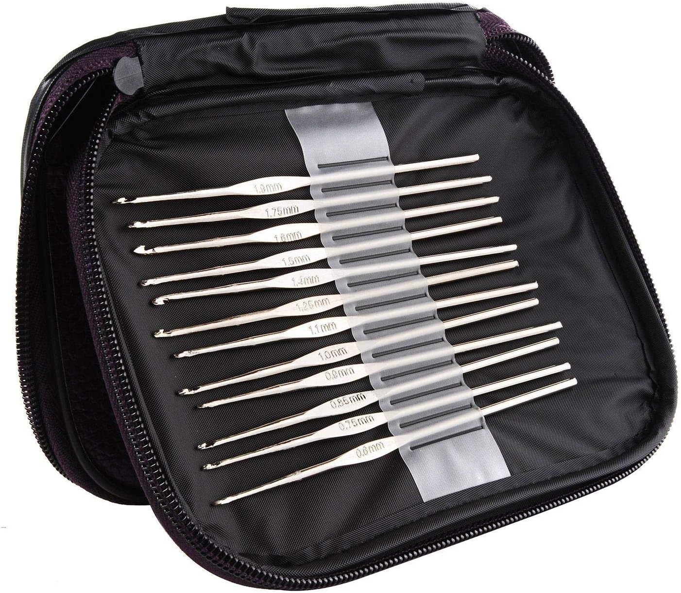 Shatchi Set of 22 Aluminium and Steel Crochet Set including Organiser Case Hooks Needles Yarn Weave Knit Craft Set Weaving Knitting Tool Hobby - Image 5