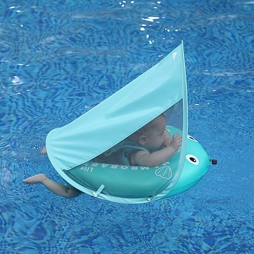 Miniatura 5 de HECCEI Mambobaby - Flotador de natación autoinflable para bebé con toldo flotador plegable comprimible para piscina material suave y resistente al