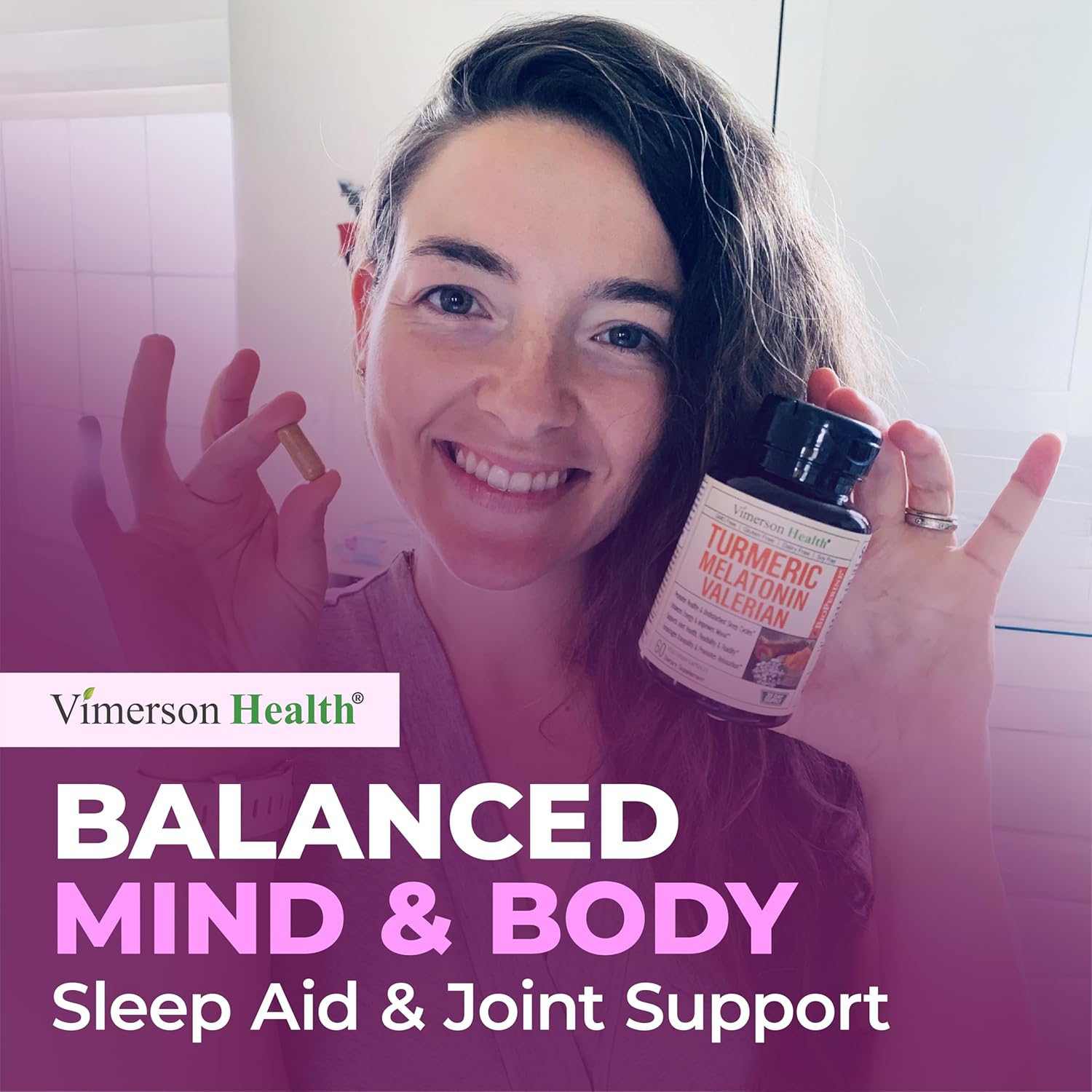 Melatonin 3mg Sleep Aid with L-Theanine & Valerian Root – Turmeric Curcumin Supplement with Ginger & Black Pepper – Organic Turmeric Supplement for Sleep, Calm and Stress Relief Support – 60 Capsules - Image 7