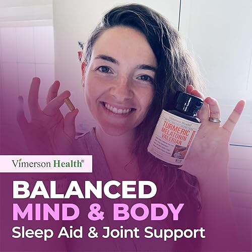 Miniatura 7 de Cúrcuma y melatonina, raíz de valeriana, jengibre, canela, L-teanina y BioPerine de pimienta negra, relaja y adormece, reduce inflamación y dolor