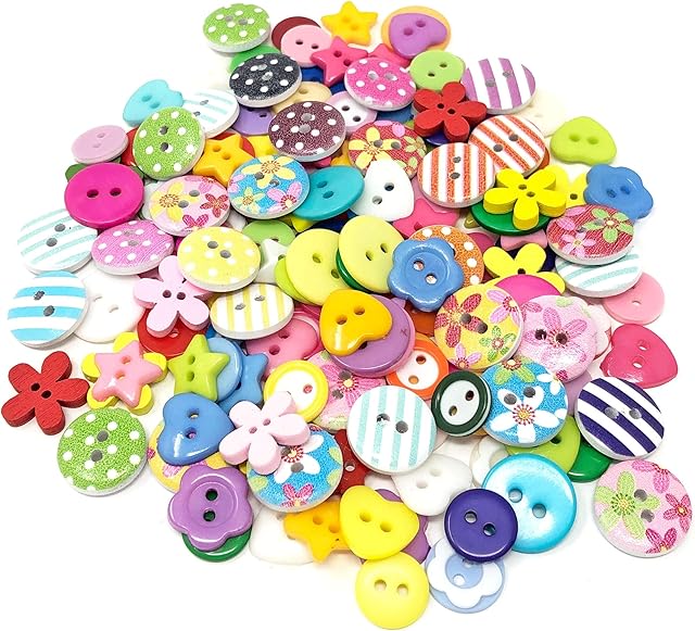 Special Touches 150pcs Multicoloured Mix Wood Acrylic & Resin Buttons For Cardmaking Embellishments