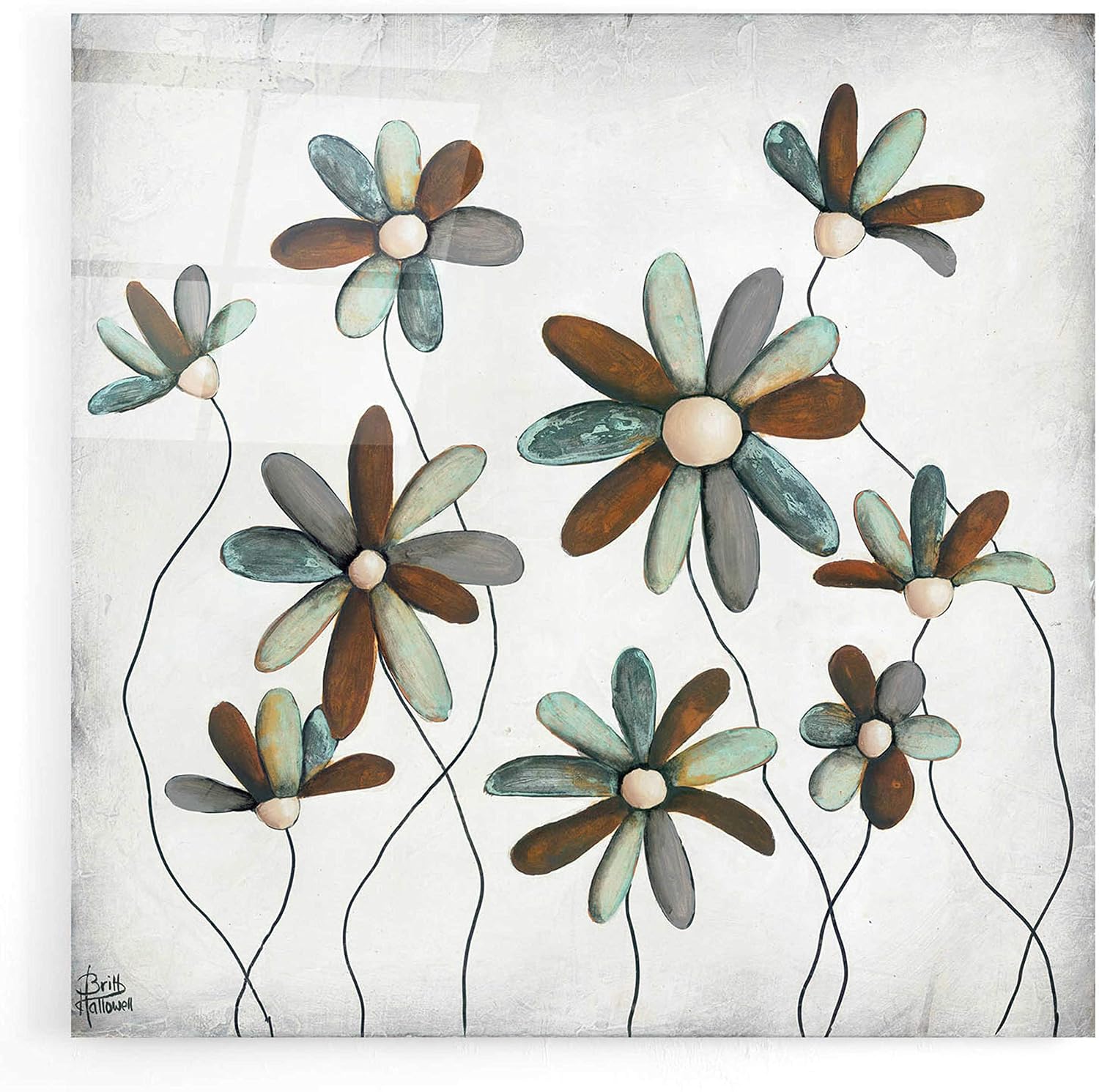 Epic Art 'Patina Petals II' by Britt Hallowell, Acrylic Glass Wall Art, 12"x12"