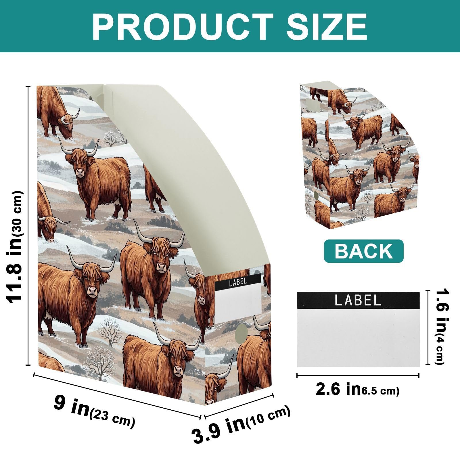 Porte-revues marron avec motif vache pour dortoir