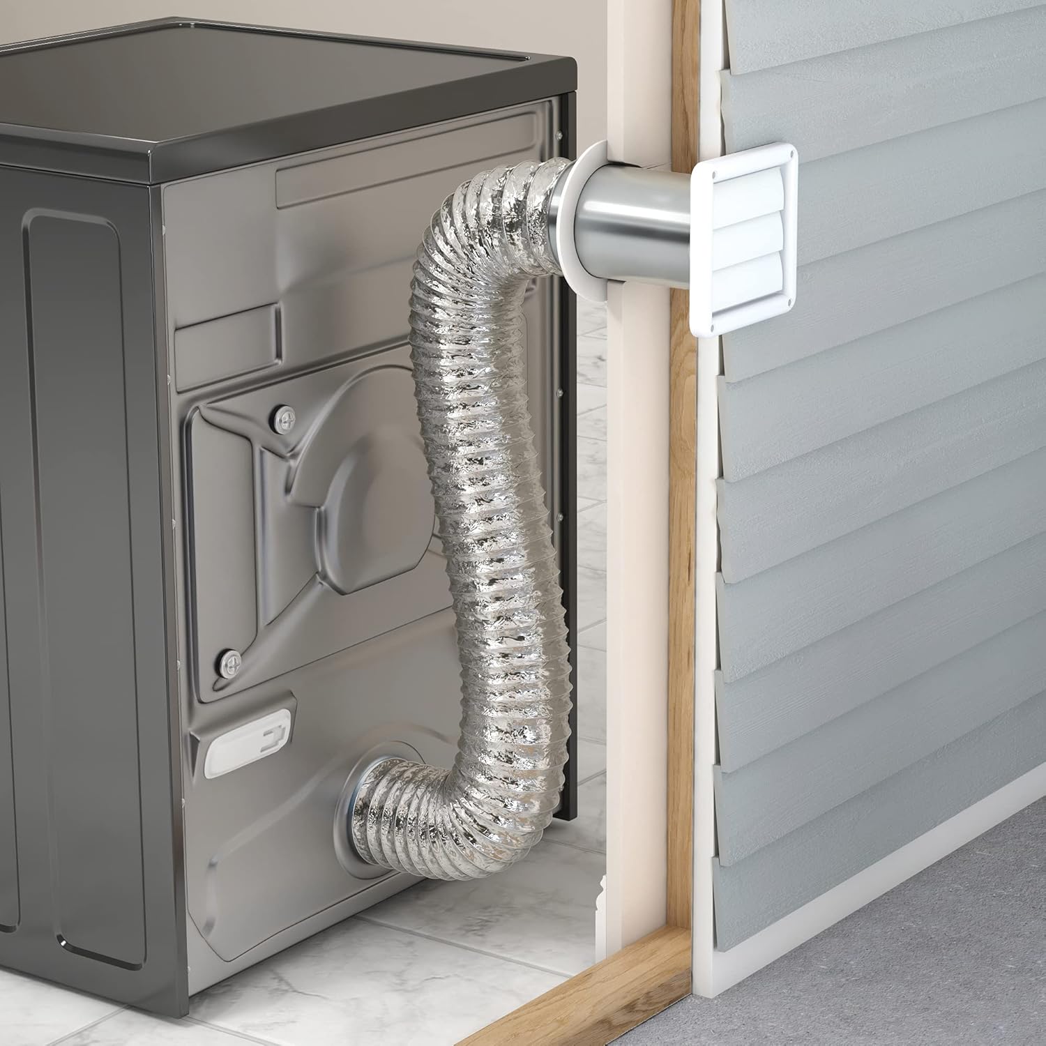 Deflecto Supurr-Vent Louvered Outdoor Dryer Vent Cover, 4" Hood, White (HS4W/18) : Appliances