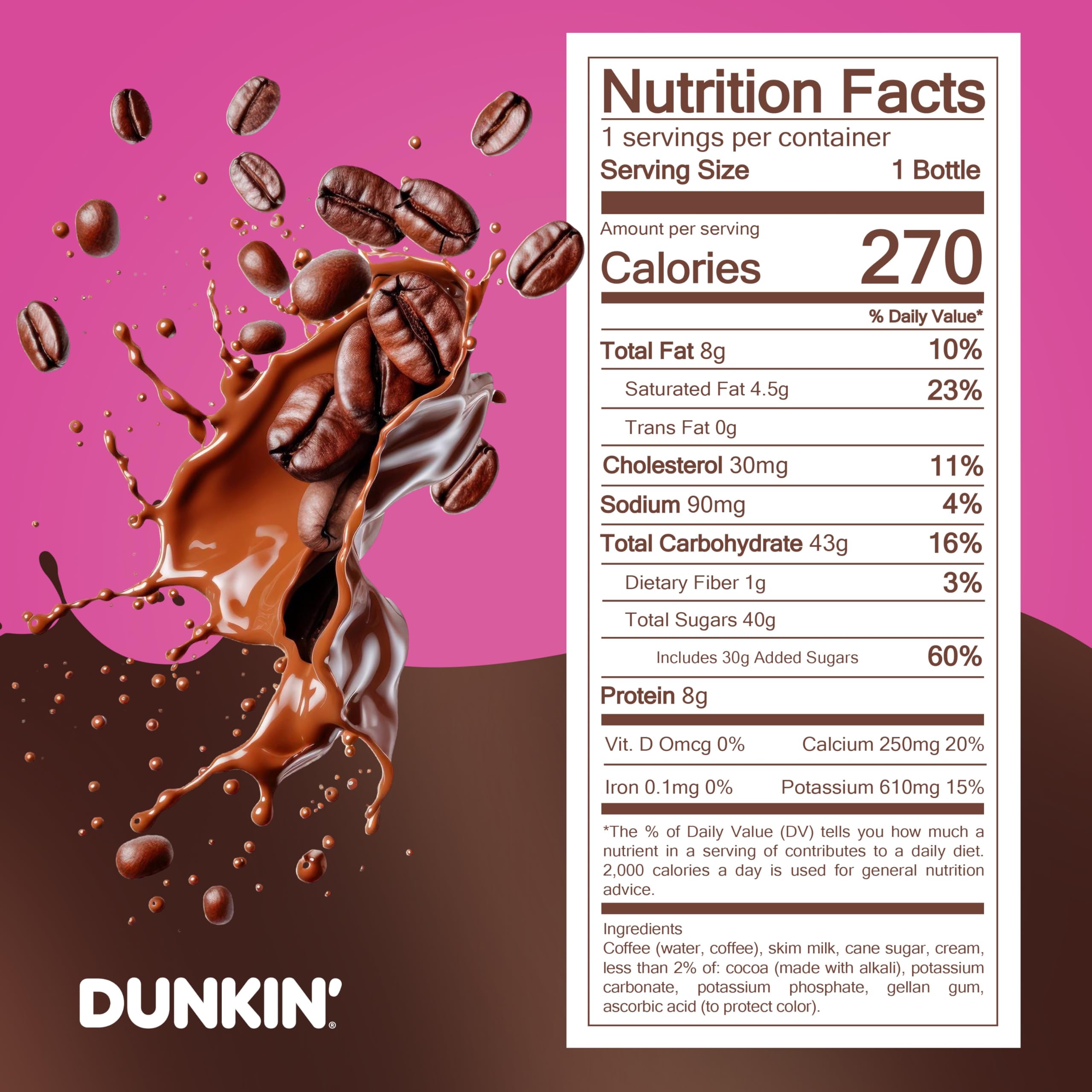 Dunkin' Donuts Mocha Iced Coffee, 13.7 fl oz