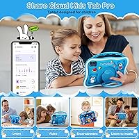 Vista 7 de Tableta para niños, tableta de 10.1 pulgadas para niños de 3 a 10, tableta educativa de aprendizaje para niños pequeños Android 14, 8 GB de RAM+64