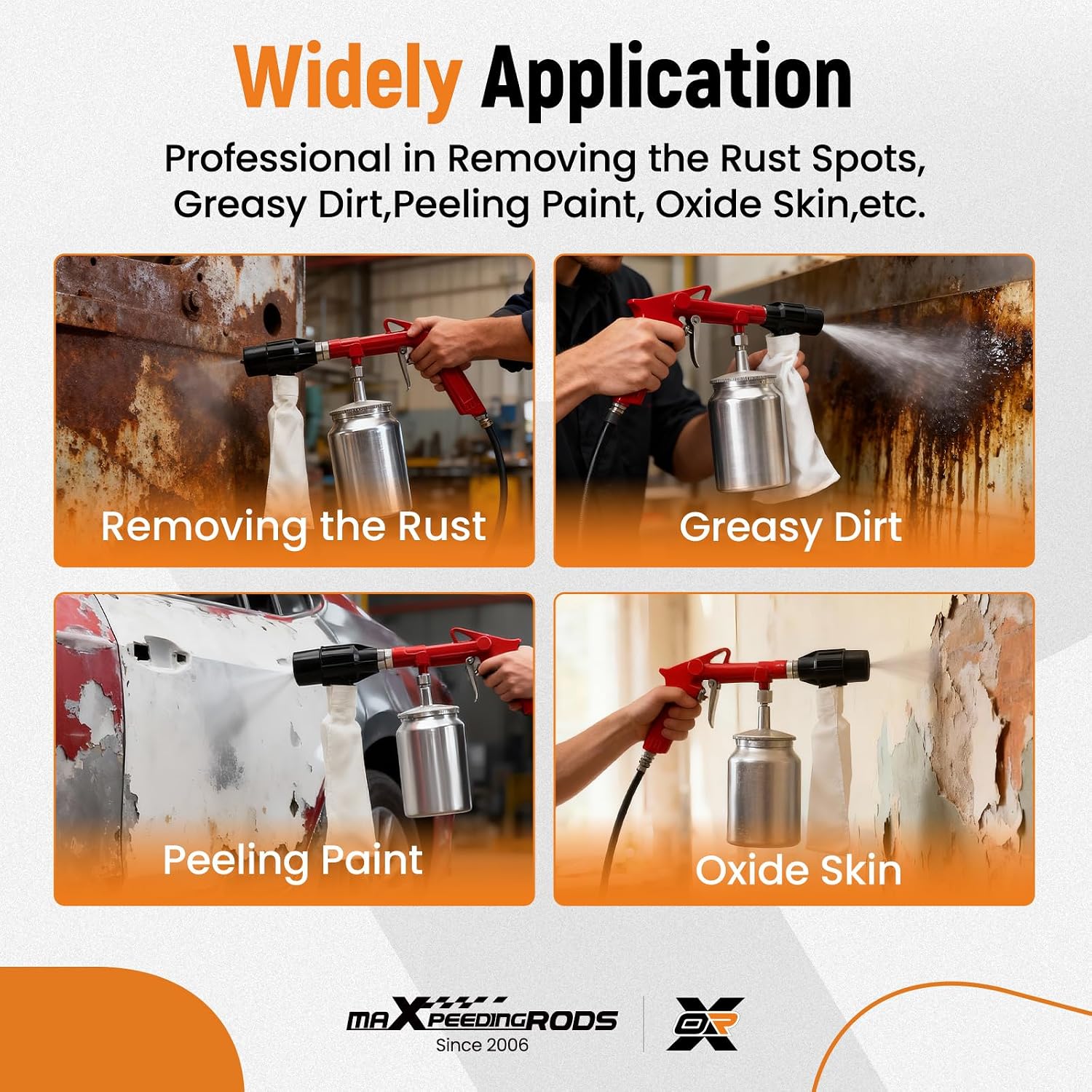 maXpeedingrods Sand Blaster Gun Kit with Sand Recovery Bag, Air Compressor Sandblaster Tool with Abrasive for Cleaning Metal, Wood, Surface Prep, Rust Removal
