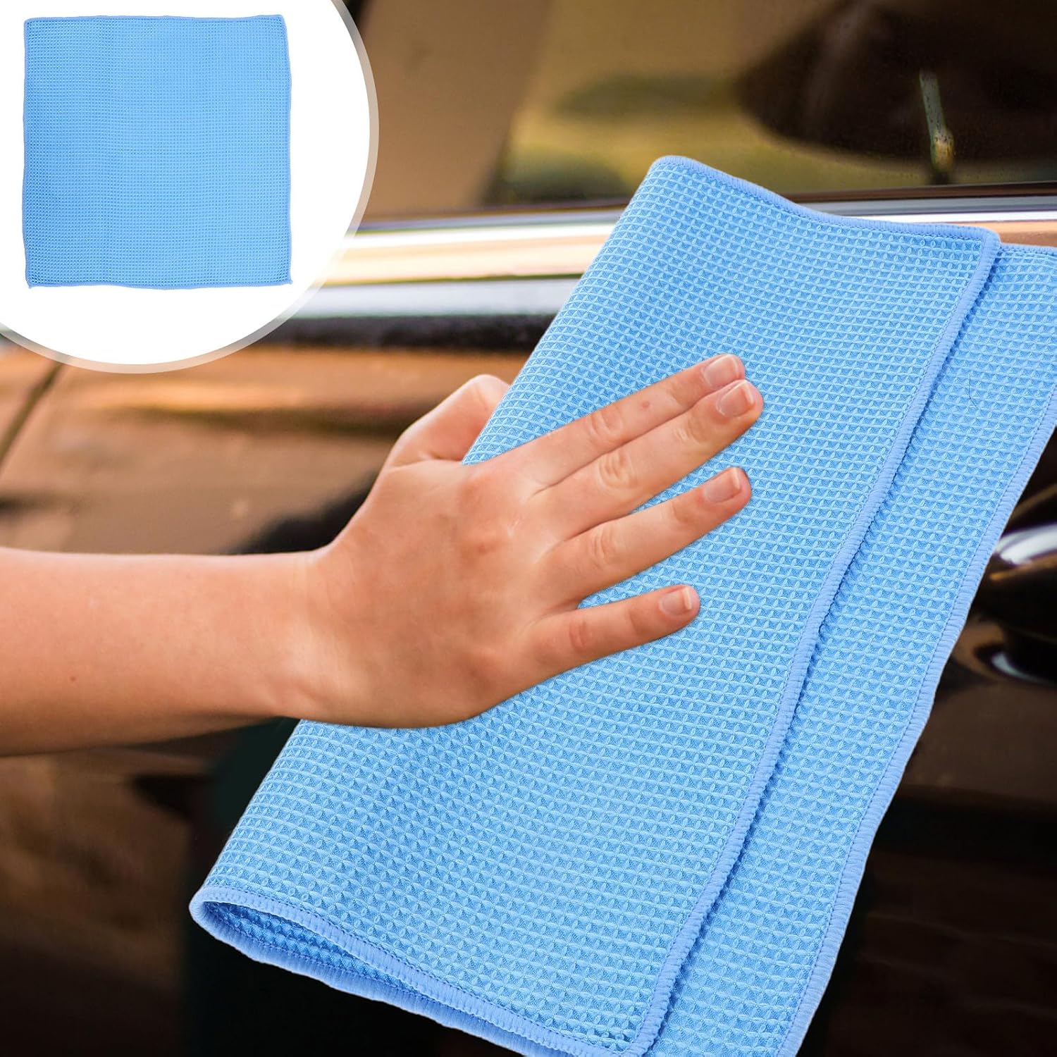 jojofuny Microfiber Detailing Towel Car Wash Cloth 40cm X 40cm Ultra Absorbent Waffle Weave Drying and Polishing Cleaning Cloth for Automotive Glass and Exterior Care