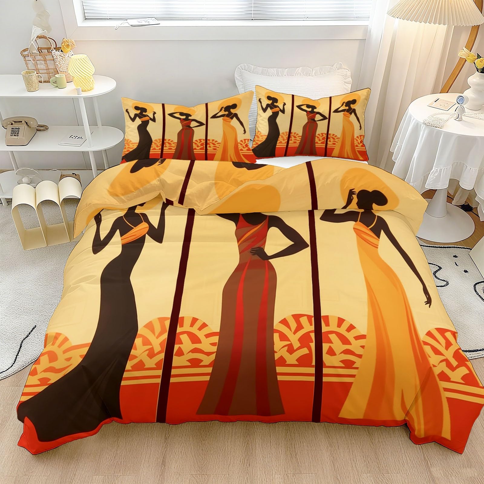 Housse de couette retro art multicolore pour illuminer votre chambre parentale cosy