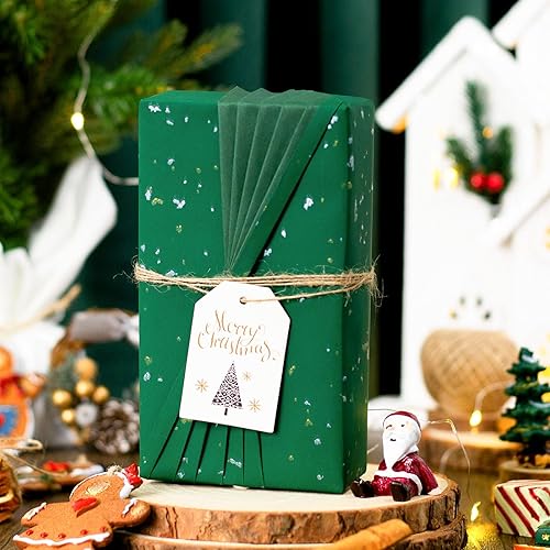 Miniatura 9 de HOMERAL Mini rollo de papel de regalo, 17 pulgadas x 16.5 pies, azul marino con diseños de lámina plateada y dorada para cumpleaños, vacaciones,