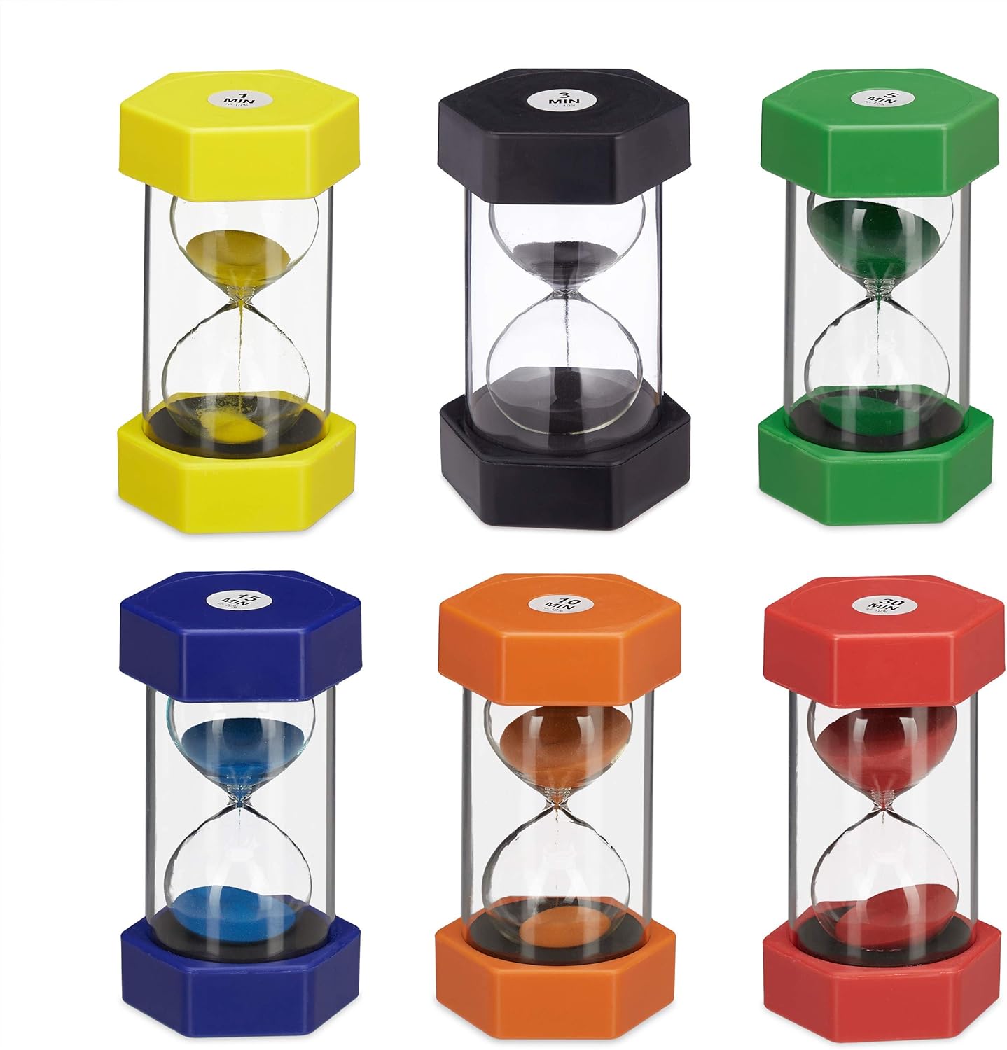 Relaxdays XXL Set, Toothpaste Watches for Children, Shatterproof, 1, 3, 5, 10, 15 & 30 Minutes