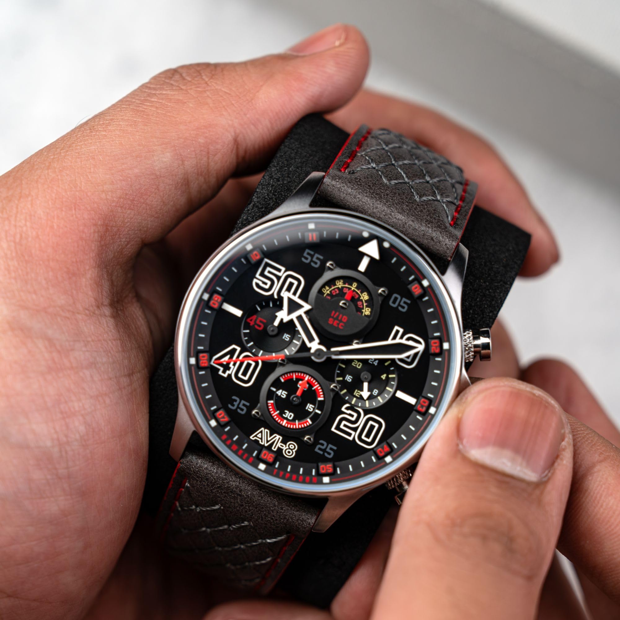 AVI-8 Reloj cronógrafo Hawker Typhoon Coningham para Hombre 42 mm D-Day 80 edición Limitada con Correa de Cuero AV-4093