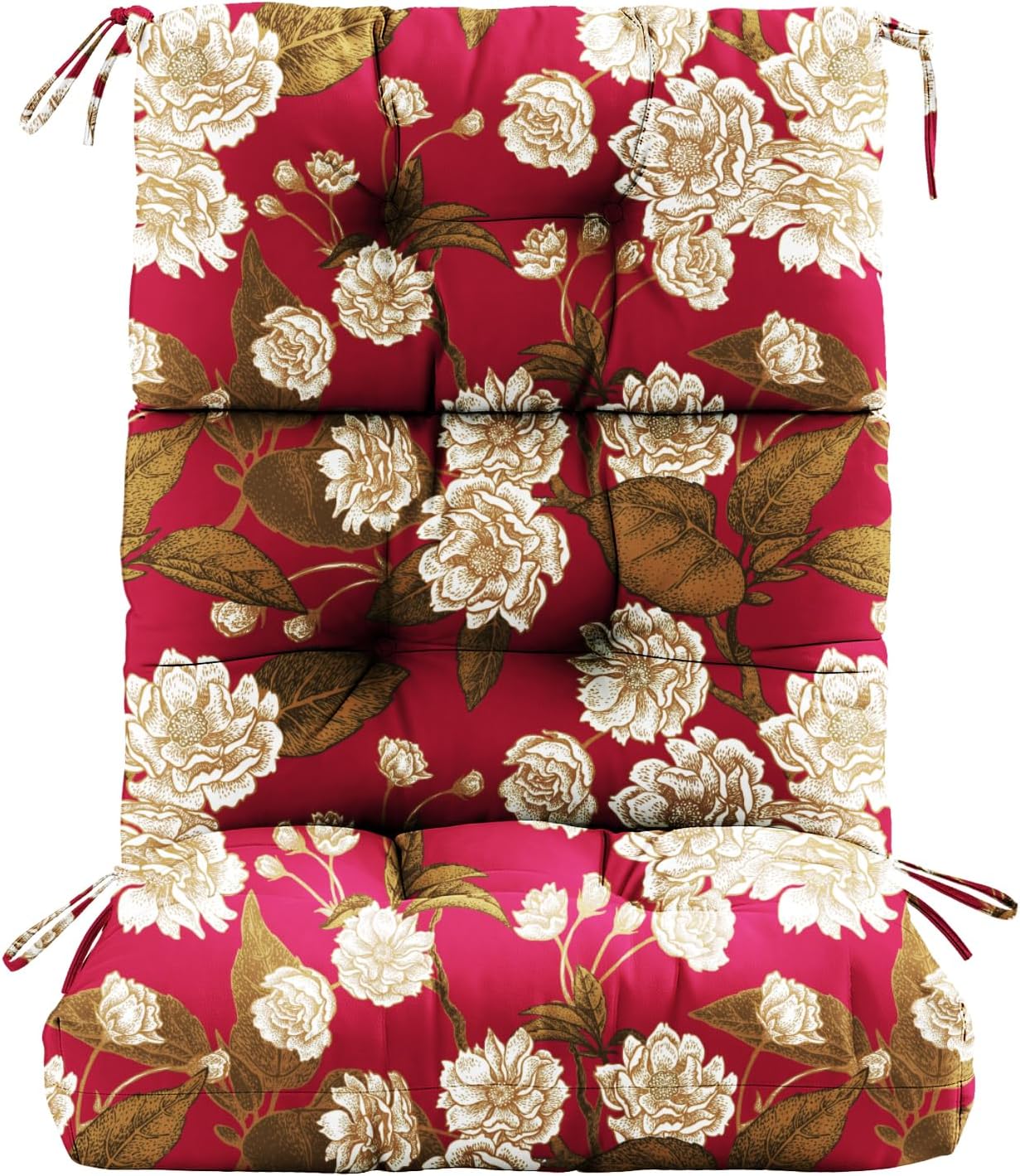 Outdoor High Back Chair Cushions, 44" x 21" x 4" Tufted Adirondack Chair Cushions, Water Resistant Patterned Patio Furniture Cushions with Multiple Color for Garden Rocking Chair,Floral