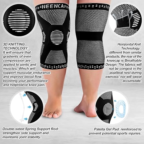 Miniatura 3 de NEENCA Rodillera profesional de talla extragrande, manga de compresión para piernas más grandes y muslos más grandes, soporte médico de rodilla para
