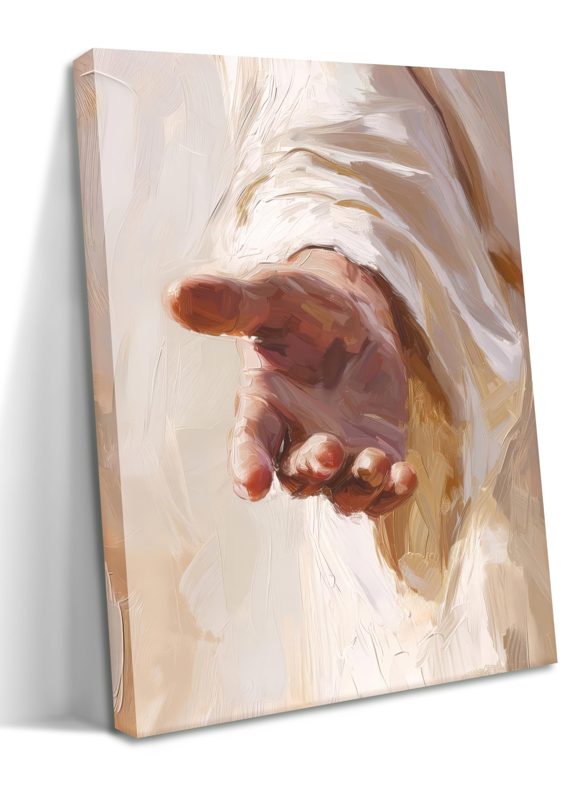 Framed Jesus Canvas Wall Art, Christian The Hand of God Wall Decor Painting, Religion Bible Pictures Posters Prints for Church Prayer Room Living Room