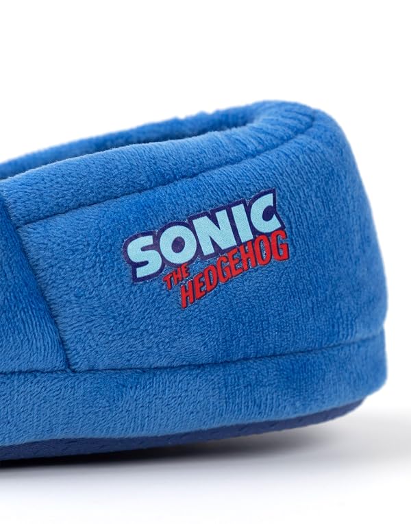 Sonic The Hedgehog Kids Slippers | Blue Plush Pyjamas Shoes with Embroidered Face & 3D Ears | Boys Girls Toy House Mules by Sonic The Hedgehog - Image 3