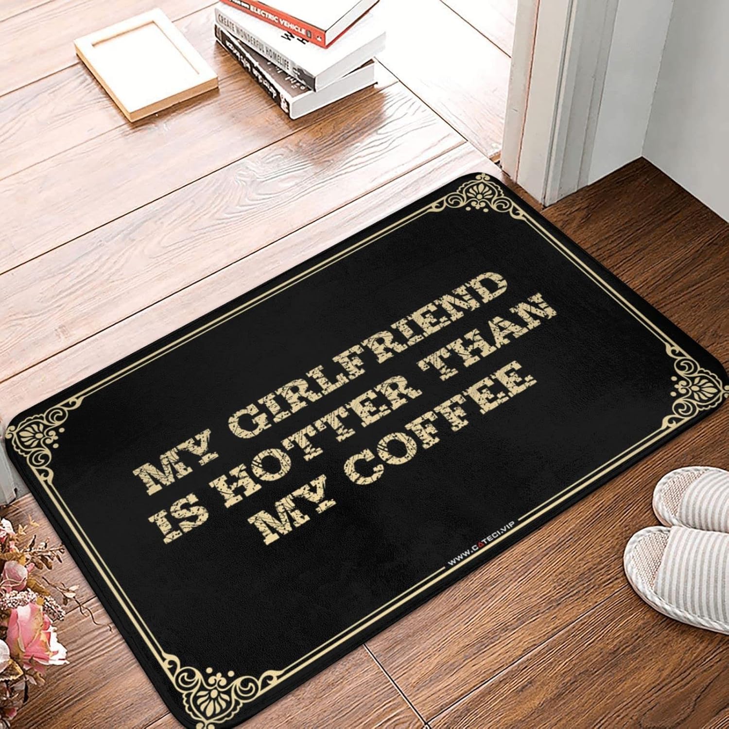 Fall Door Mat Indoor My Girlfriend is Hotter Than Coffee Doormat Kitchen Rug Set Door Mat Outdoor Entrance Funny(65X90CM)