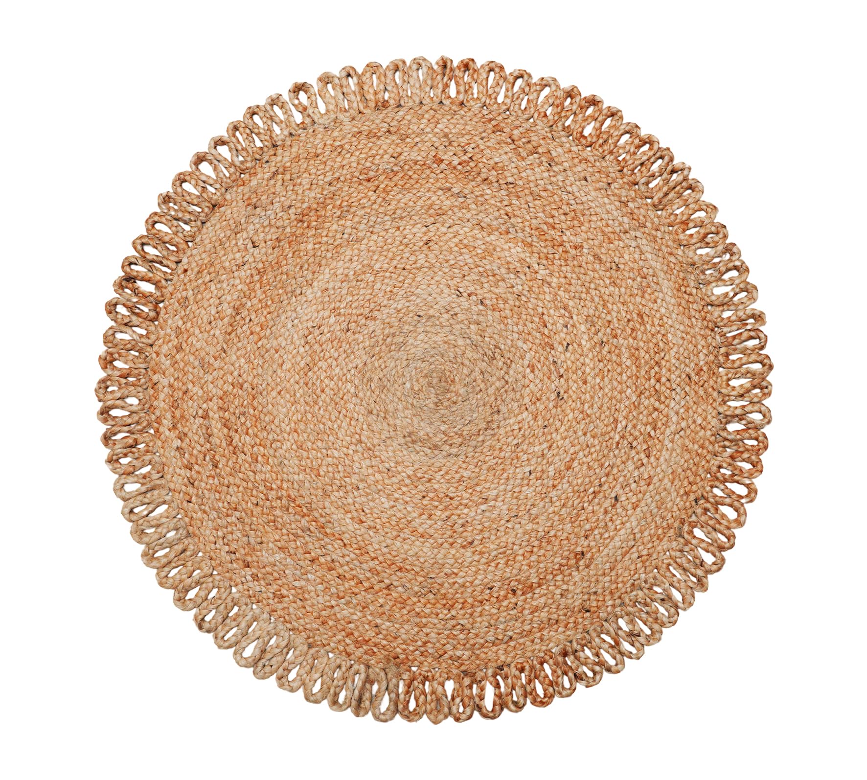 Tapis rond en jute pour salon cocooning Tepo Waves 91 cm
