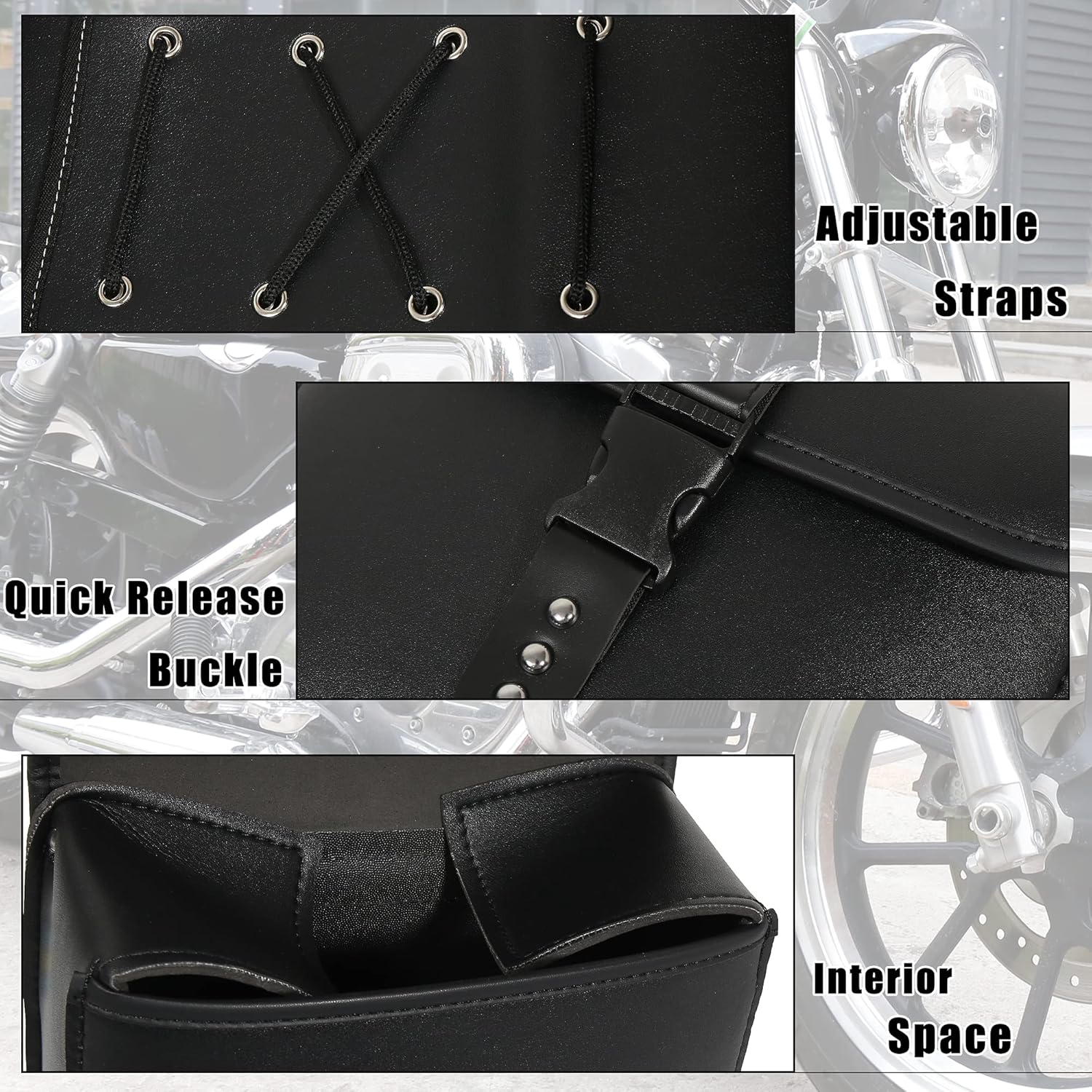 Motoforti Pair Motorcycle Saddlebag Side Tool Bags Cycling Luggage Bag Waterproof Quick Release Buckles