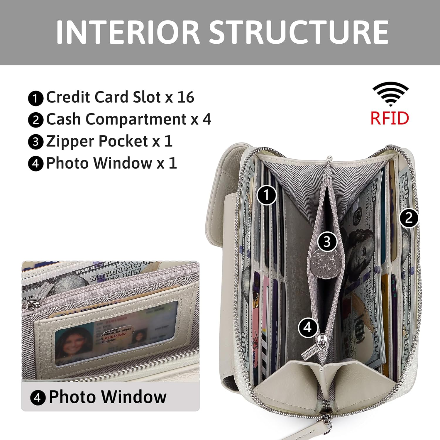 Pearl Angeli Genuine Leather Crossbody Cellphone Bag for Women RFID Blocking Small Phone Wallet Purse with Shoulder Strap - Image 3