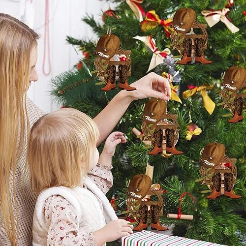 Miniatura 9 de Podagree - Adorno de Navidad personalizado de botas y sombrero de vaquero para vaquero, adorno de equitación, adorno de carreras de caballos (CB1)