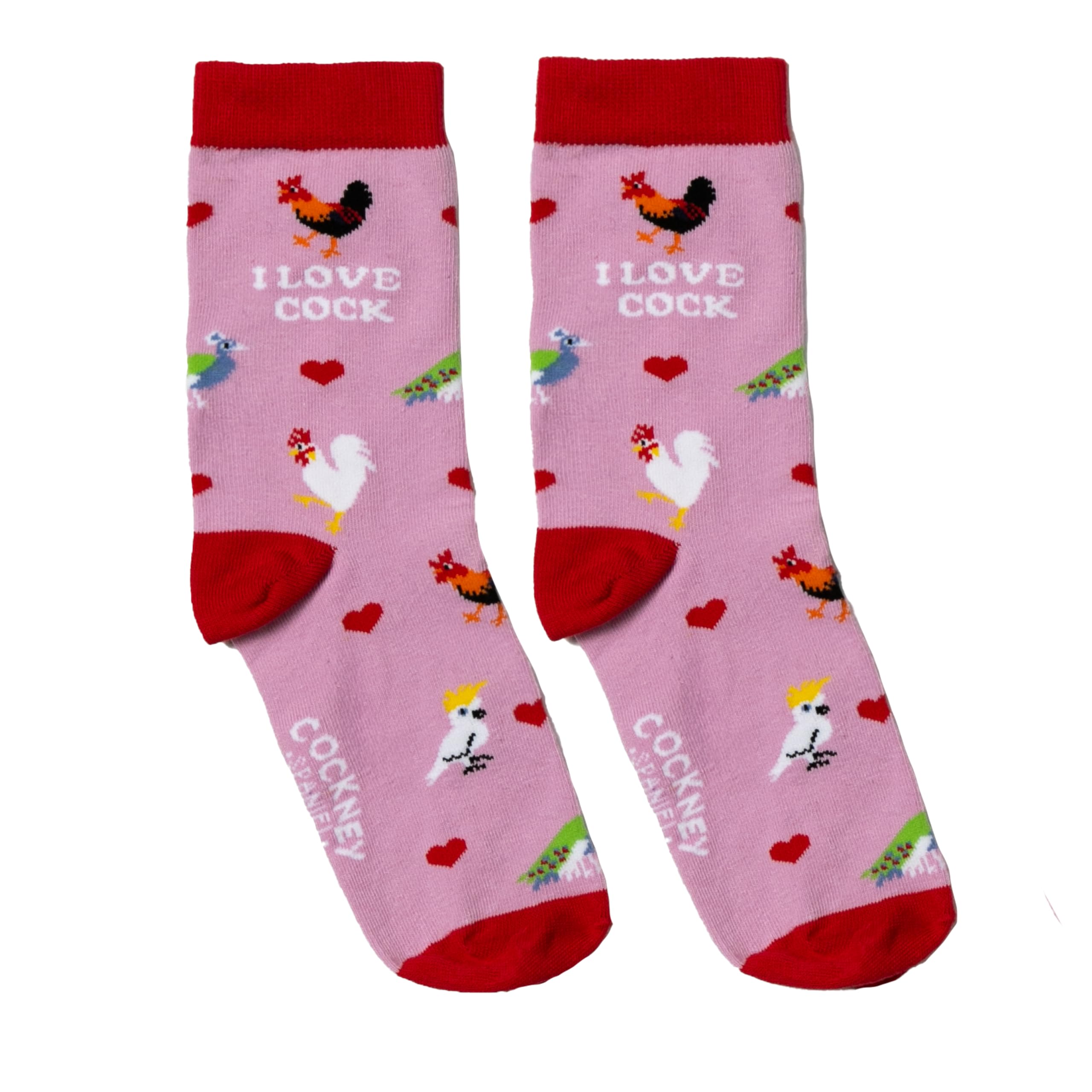 Cockney Spaniel Women's Multicolor I Love Cock 1 Pair Of Matching Socks | Uk 4-8 | Eur 37-42 | Us 6.5-10.5