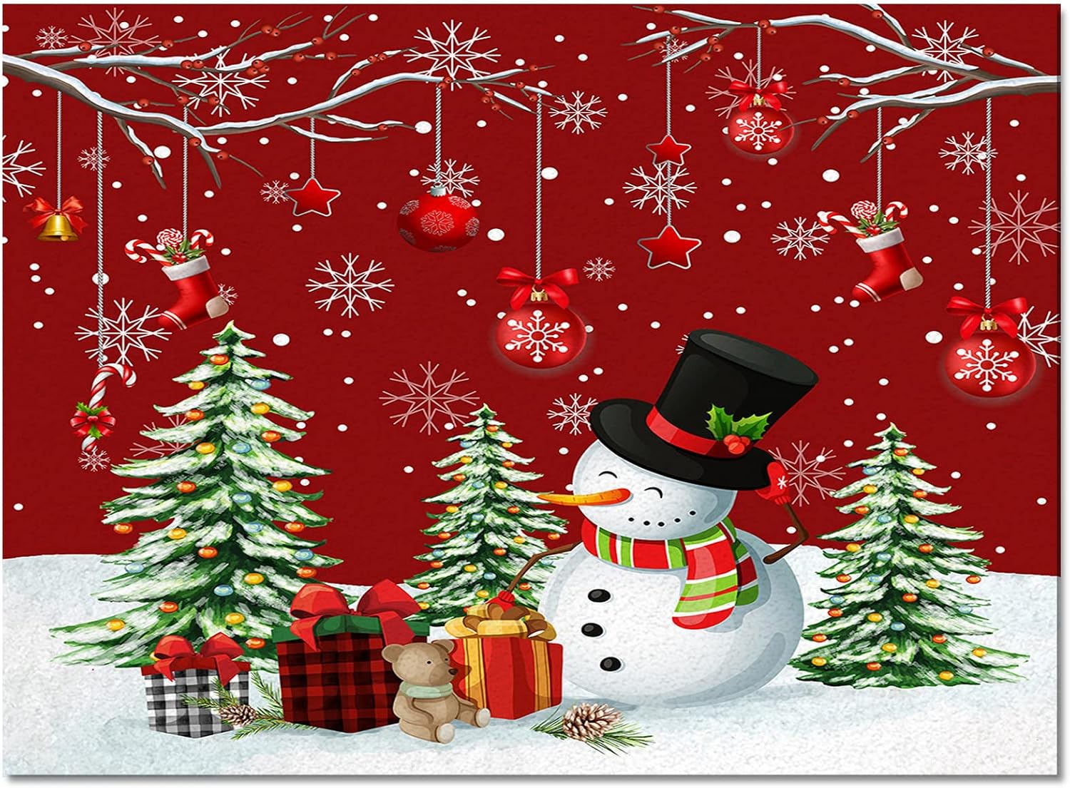 Area Rug 2x3 Feet, Xmas Gifts Winter Snowflake Xmas Tree Christmas Snowman Rug, Rugs for Living Room Decor Bedroom Decor Kids Room, Non-Slip Living Room Rugs, Comrft Carpet Washable Rug