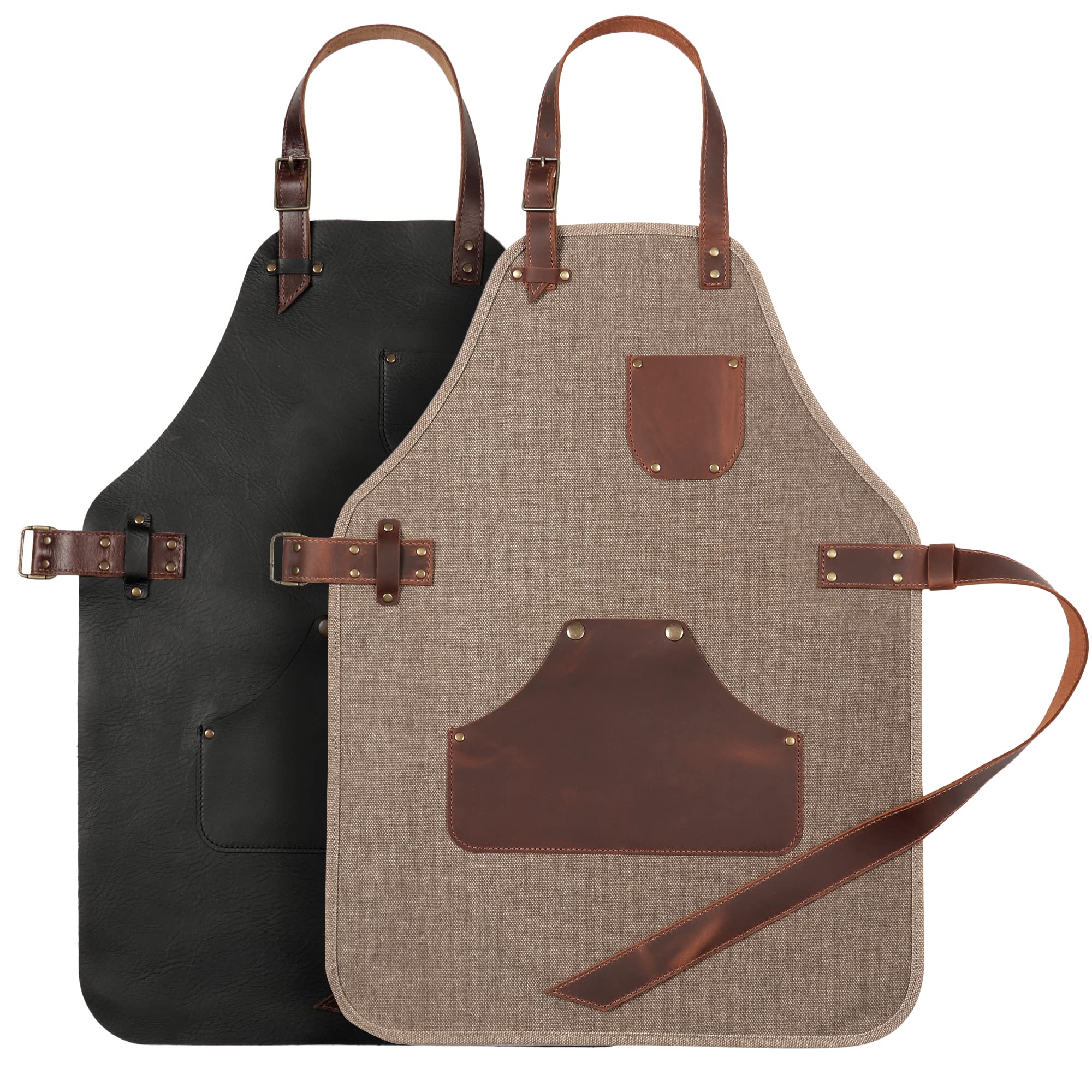 Otto Angelino Delantal de Cuero de Grano Superior - Elegante, Ajustable, de Lujo – Taller y Cocina