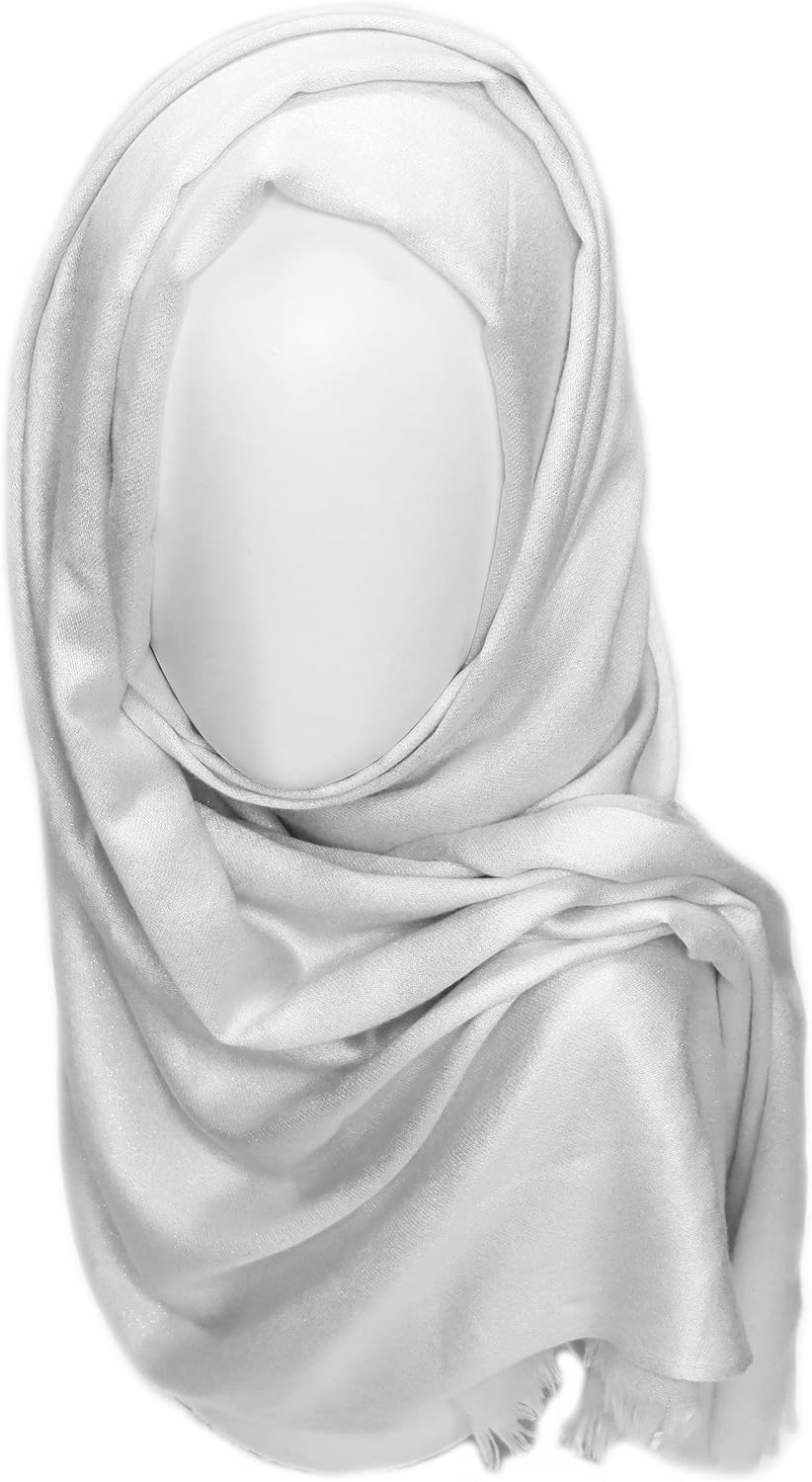 Gragengs Women's Sparkling Metallic Pashmina Shawls and Wraps Long Party Scarf Solid Color Two Tone - Image 5