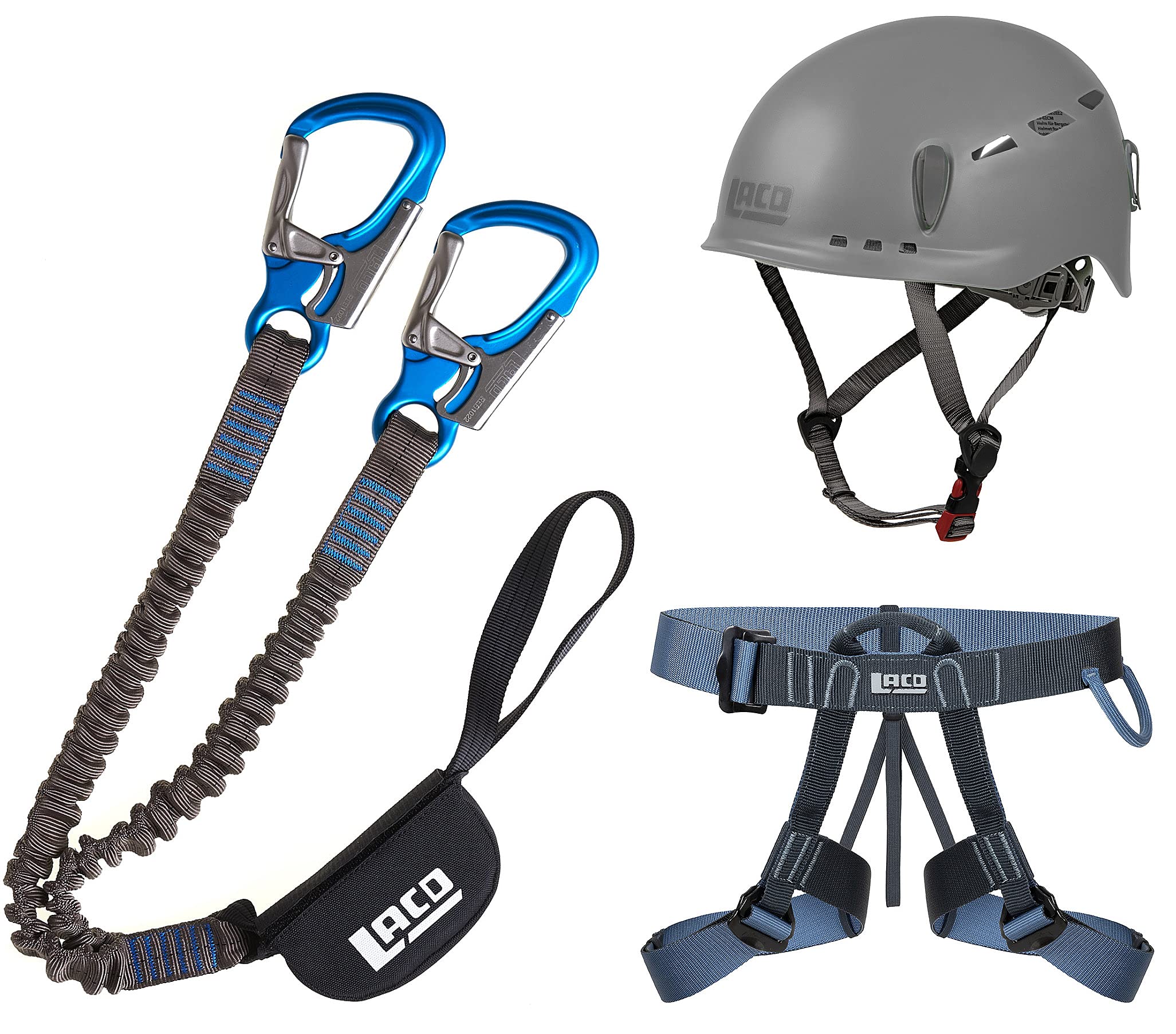 LACD Klettersteigset Pro Evo 3.0 + Klettergurt Easy EXP + Helm Protector 2.0 phantom