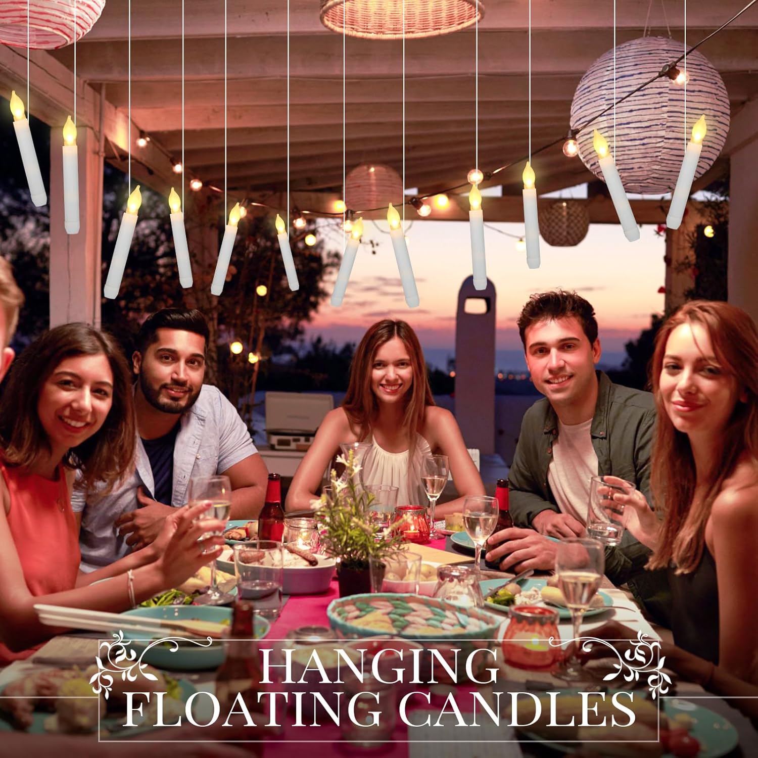 Macarrie 180 Pcs Flameless LED Taper Candles Battery Operated 6.7" Flickering Window Light Candlesticks, Electric Handheld Candle for Wedding Church Party Decorations(Warm Light)