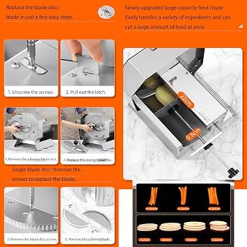 Electric Vegetable Slicer Electric Food Slice,Adjustable Vegetable Fruit Slicing Machine,Stainless Steel Meat Cutter for Hot Pot Barbecue Restaurant Hote