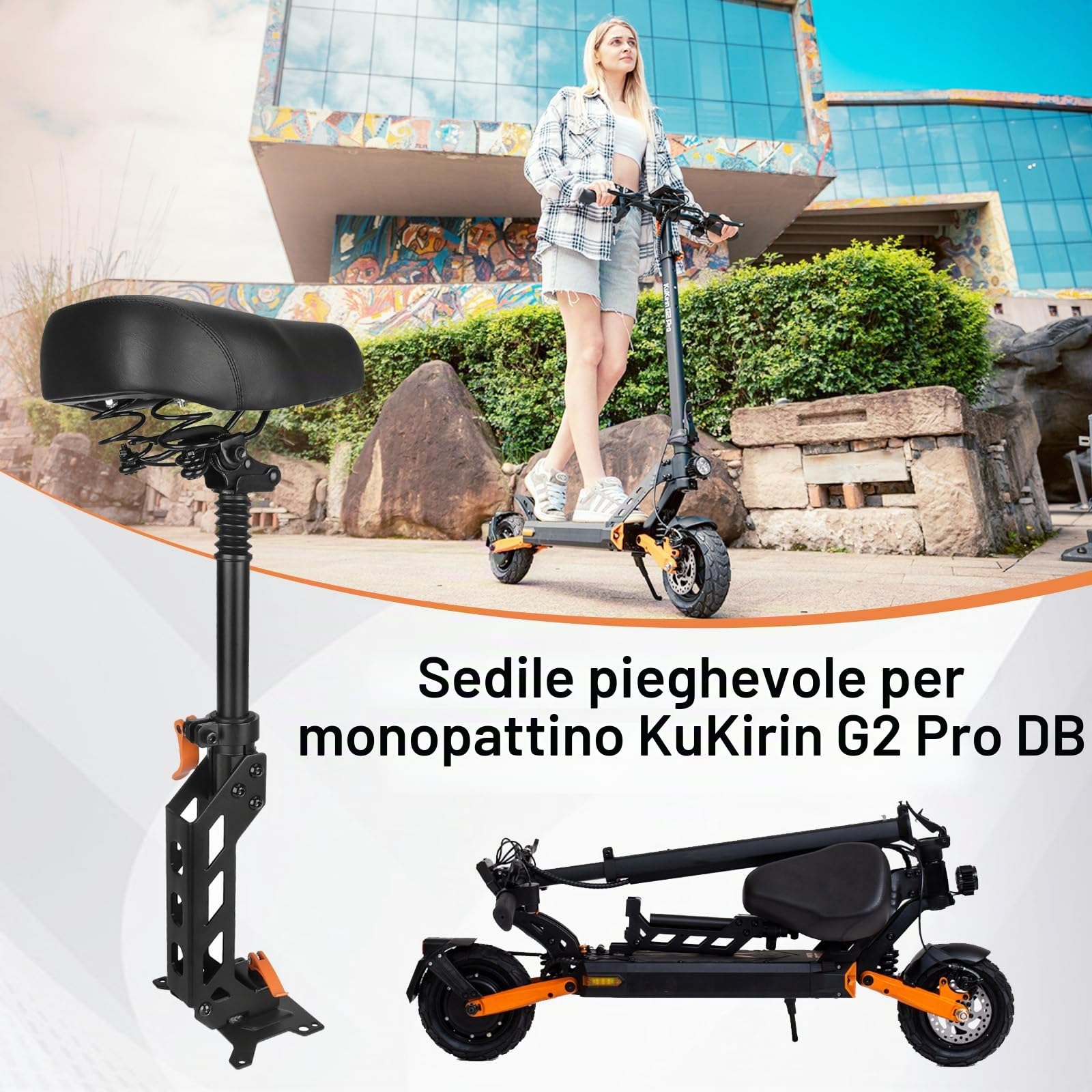 Sedile Per Monopattino Elettrico, Cuscino Ammortizzante Per KuKirin G2 Pro DB Scooter Elettrico Sedile Per Monopattino con design rimovibile Scooter Per Adulti Per Ciclismo a Lunga Distanza