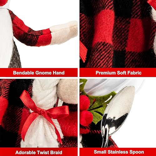 Miniatura 5 de D-FantiX Gnomos de chef de Navidad, 2 unidades hechas a mano para cocinero Tomte, gnomo sueco, estatuilla escandinava, gnomos nórdicos, muñeco de