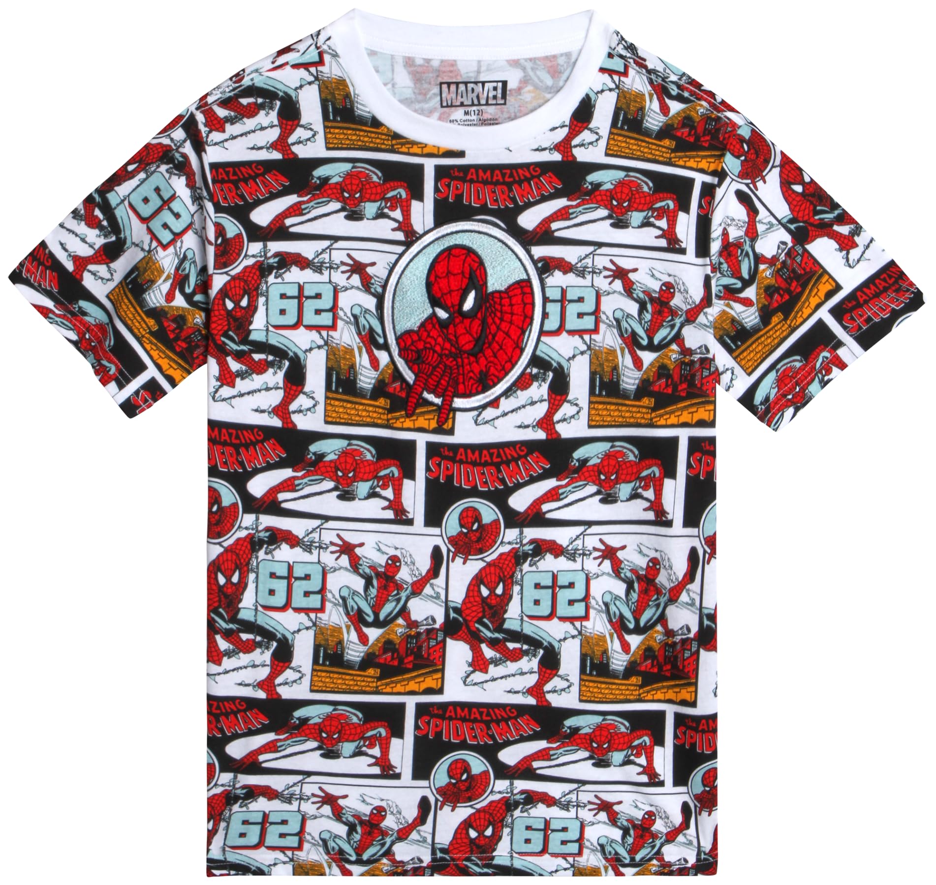 Spider-Man Boys Shirts - The Amazing Spiderman Cotton Blend Crewneck Short Sleeve Graphic Tees for Boys (Size: 10-16)